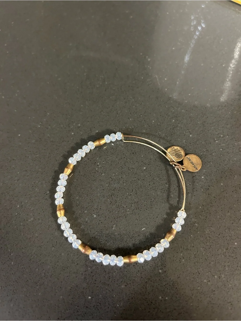 Alex and Ani Gold-Tone Expandable Bracelet with Clear Beads